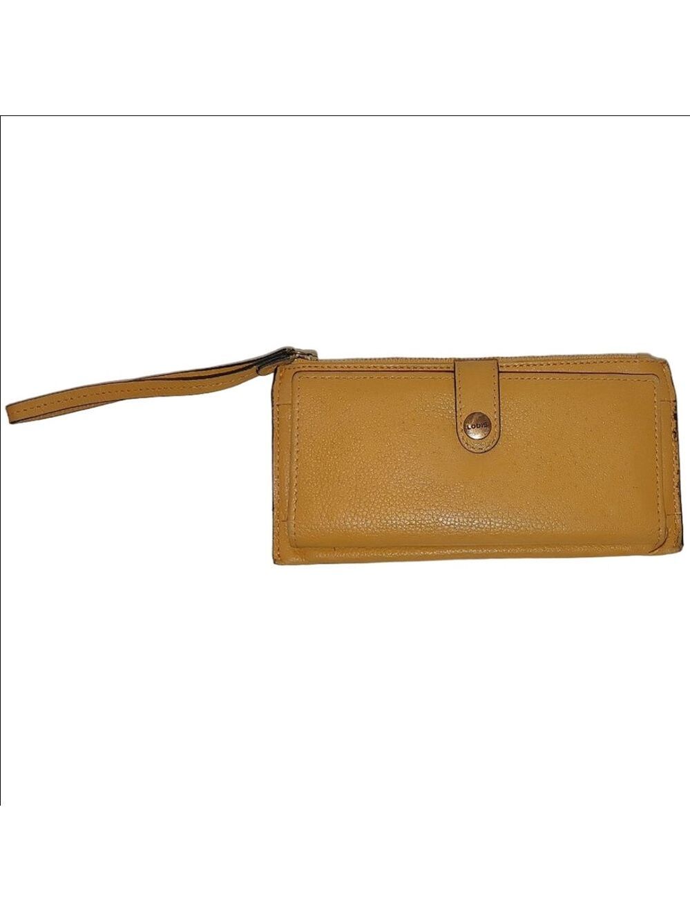 Lodis Blair Pebbled Leather Long Wallet in Curry
